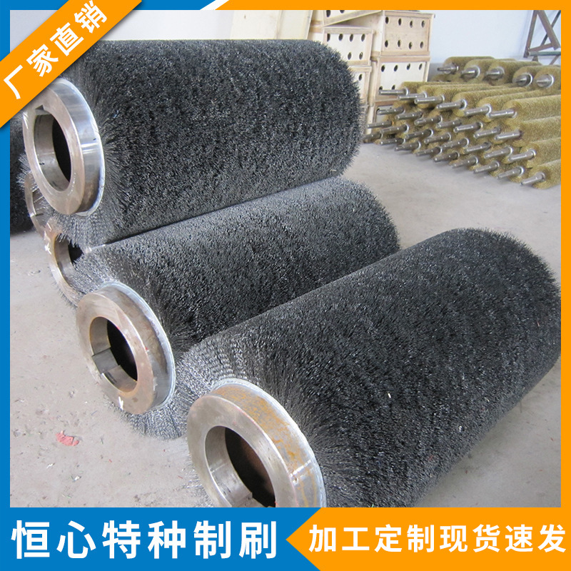 钢丝辊 直接工厂缠绕式钢丝刷辊 金属抛光拉丝 抛光除锈毛刷辊