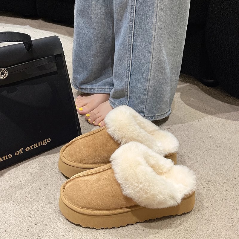 Mao Mao slippers women's outer wear 2024 autumn and winter new fur one snow boots thick bottom fleece-lined covered cotton slippers