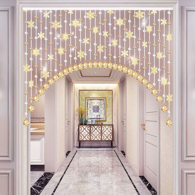 Bead Curtain Door Curtain Beads Home Living Room Feng Shui Punch-Free Crystal Partition Curtain Decoration Finished Aisle Hanging Curtain