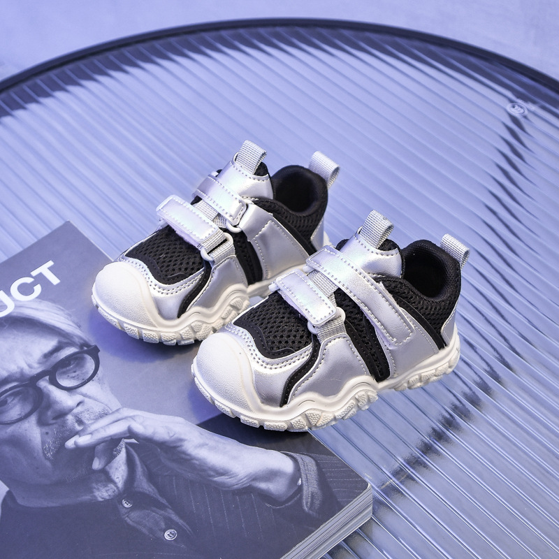 Toddler Chunky Sneakers – Breathable Mesh Dad Shoes For Boys & Girls (Black/Red, Sizes 21-30, Anti-Slip Eva Sole, Easy Hook-And-Loop Closure)_voghion.com