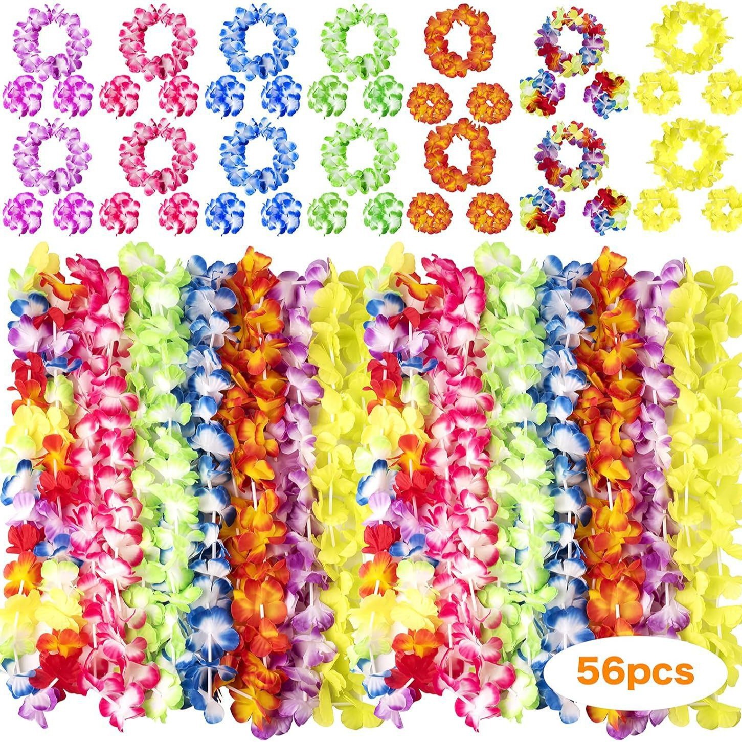 Nuevos productos transfronterizos 56 guirnaldas de flores set fiesta del día de los niños guirnaldas de color playa de arena hawaiana accesorios de falda