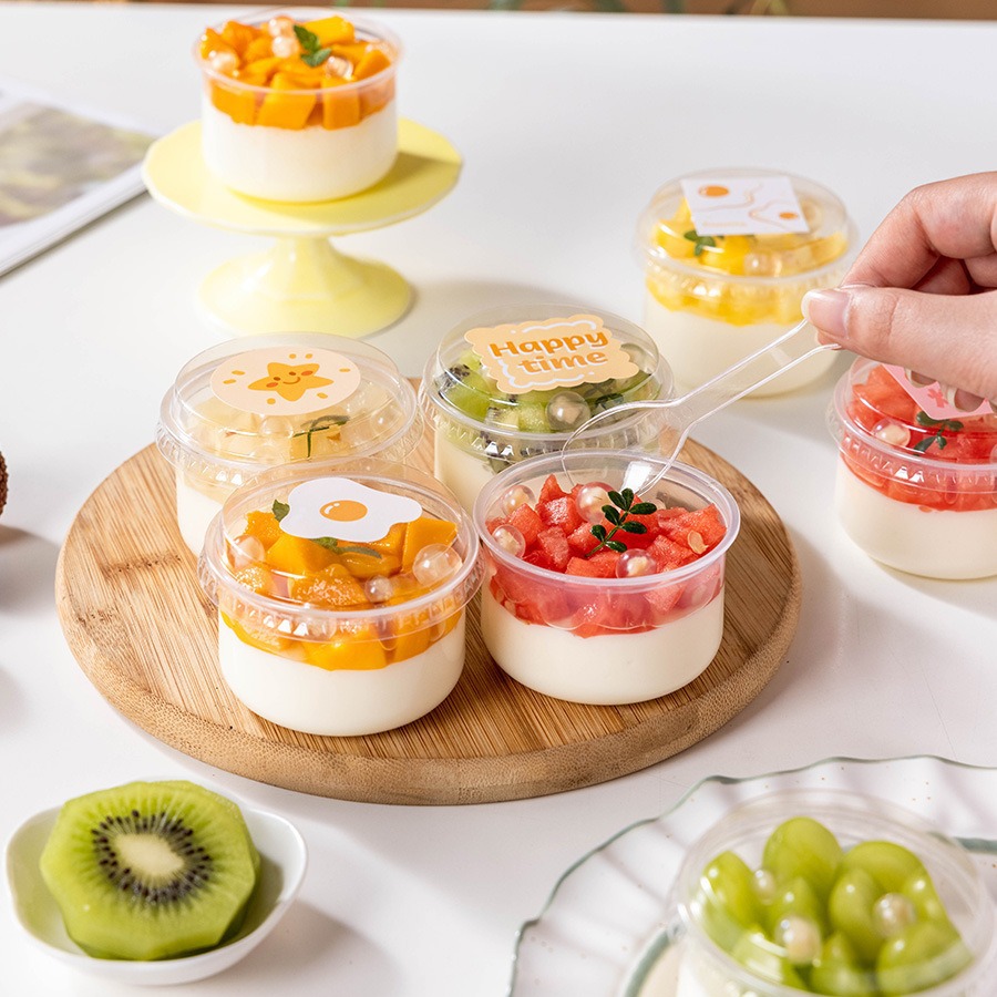 Pudding Cup Disposable Yogurt Ice Cream Box with Lid Commercial…