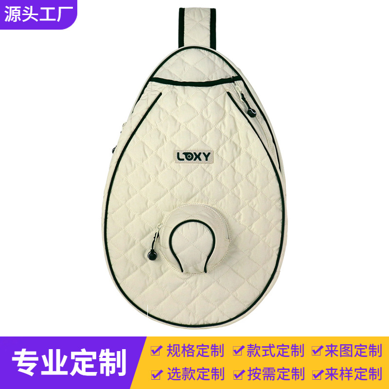 European and American tennis racket bag with diamond embroidery and quilted cotton craftsmanship, pickleball storage bag, multifunctional crossbody sports backpack