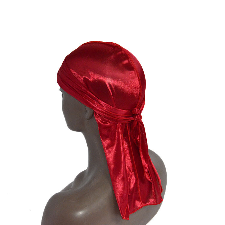 Amazon vende pañuelos elásticos en caliente, sombreros de baotou, sombreros piratas de seda, sombreros de cola larga hip hop silky durag