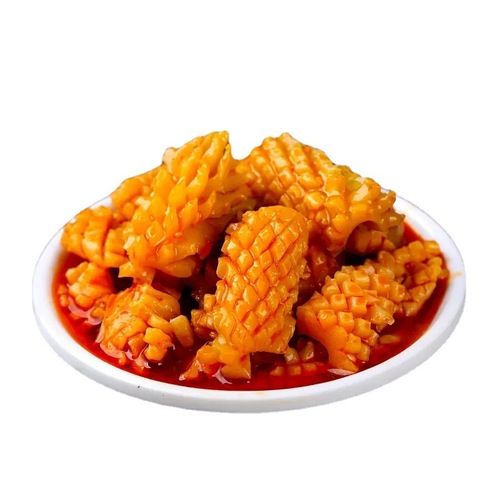 Internet-famous spicy mini seafood squid flower canned goods, 100g per can—direct factory supply for ready-to-eat, cooked seafood delicacies.