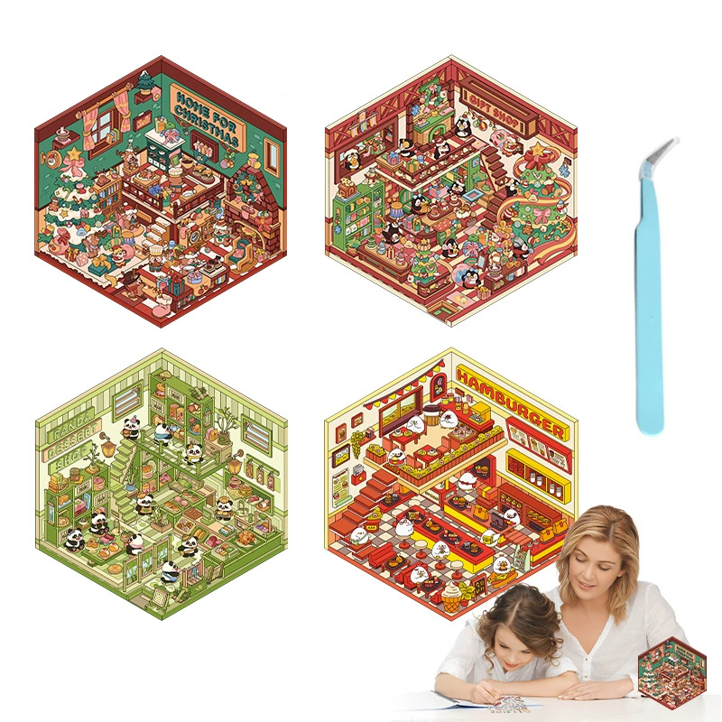 3.0 Рождественские микрорисунки DIY декомпрессионные наклейки 2.5D ландшафтный дизайн handmade наклейки ландшафтные наклейки
