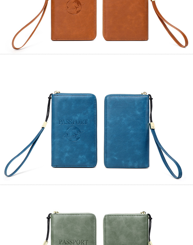New RFID Passport Bag Long Zipper Passport Clip Ticket Multi Functional Travel Storage Document Bag_voghion.com