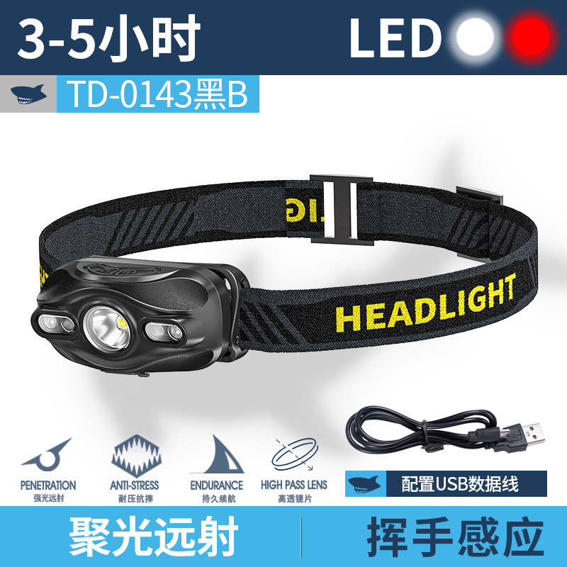 迷你便携头戴灯户外夜钓巡逻头戴灯USB充电随身ABS头灯挥手感应|undefined