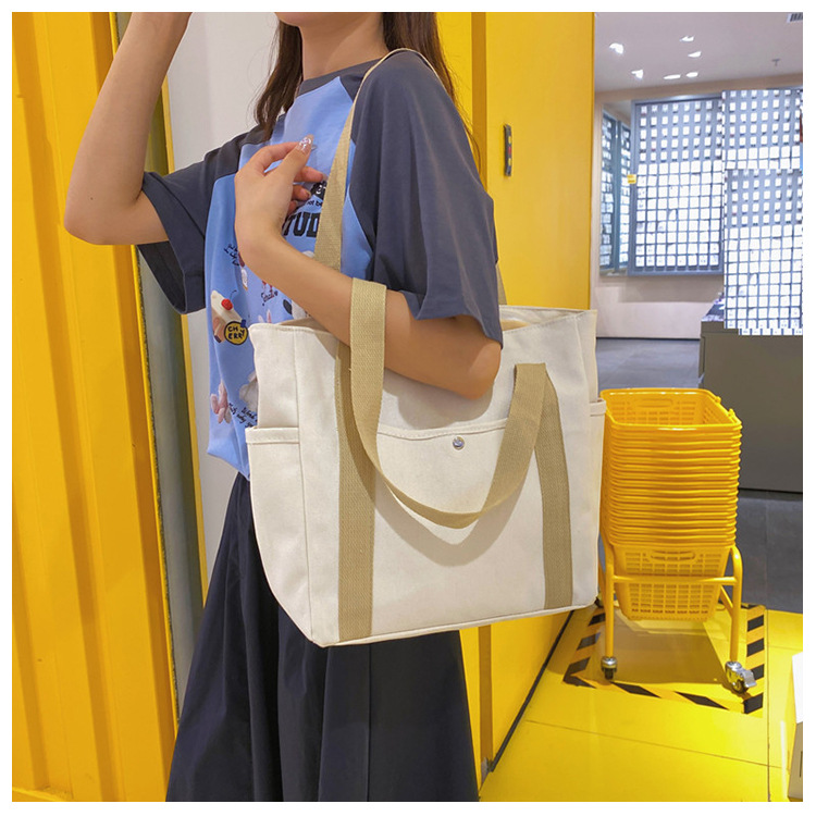 New canvas bag for women, ins forest style single-shoulder bag, large capacity for books, student commuting bag for classes, hand-held cloth bag undefined
