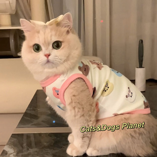 Kitten Clothes Spring and Summer Gold Gradual Muppet Blue Cat Pet Cat Autumn Thin Anti-Wool Vest Vest