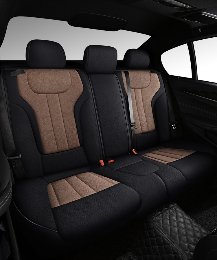 Linen Car Seat Cushion for Volkswagen Tiguan L, 360-Degree Full Coverage, Breathable, Suitable for All Seasons, 2022 Model New Seat Cover