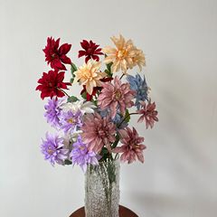 4頭大麗花仿真花婚慶裝飾花攝影道具擺件假花客廳餐廳插花絹花