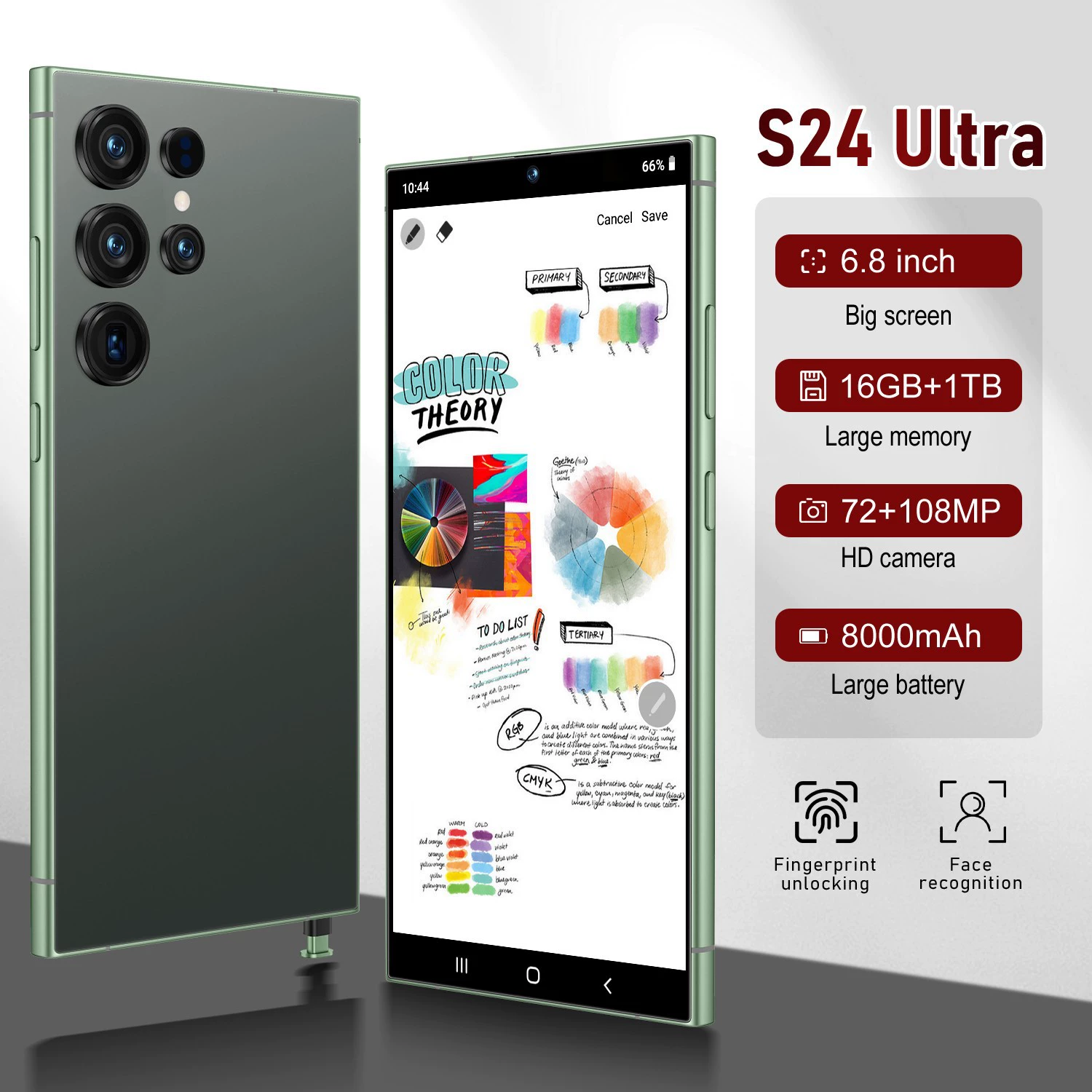 Мобильный телефон S24, 7.5 дюйма, 4G, Android, 64 ГБ