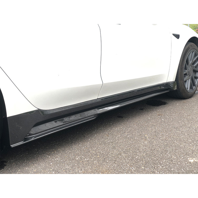 Suitable for rejuvenating the new version of Tesla Model3 side skirt modification surround trim lever protection high-performance spoiler