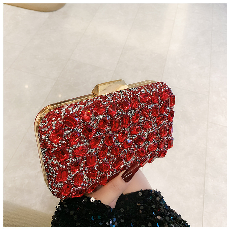 New cross-border full-diamond shiny bags, diamond-encrusted clutch bags, dinner bags, wedding banquet bags, party bags, small square bags and women's bags undefined