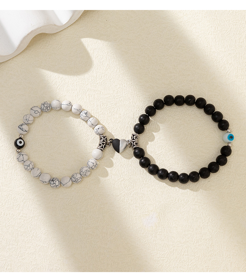 Casual Heart Shape Glass Stone Plating Couple Bracelets display picture 2