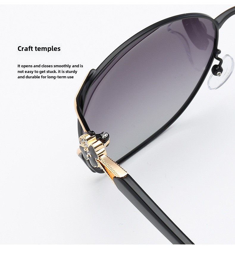 Polarized Sunglasses For Women Elegant Diamond Clover Metal Frames_voghion.com