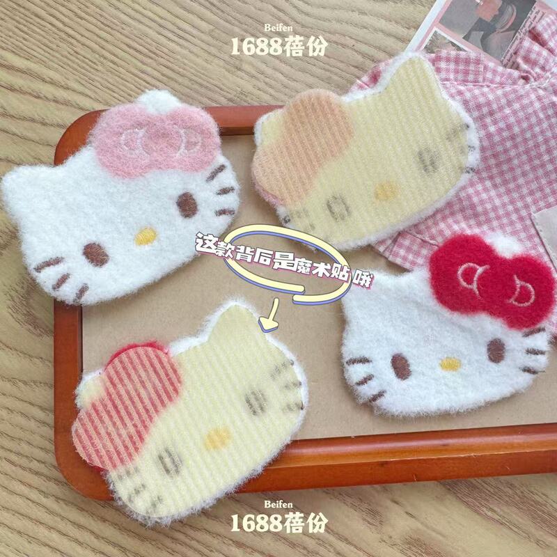 Cute Felt Bow Kitty Cat Bangs Velcro Sweet Girl Forehead Side Hair Patch Kidsren