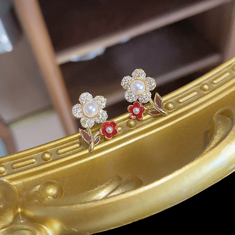 Серебряные серьги с цирконом, модные клипсы для уха, цветочный мотив, микроинкрустация, стиль высокого качества, без проколов