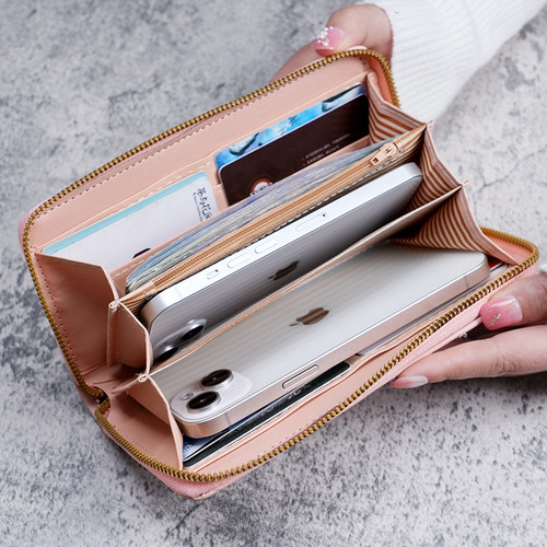  new summer handbag fresh and sweet mid-length women's wallet color PU leather embroidered wallet