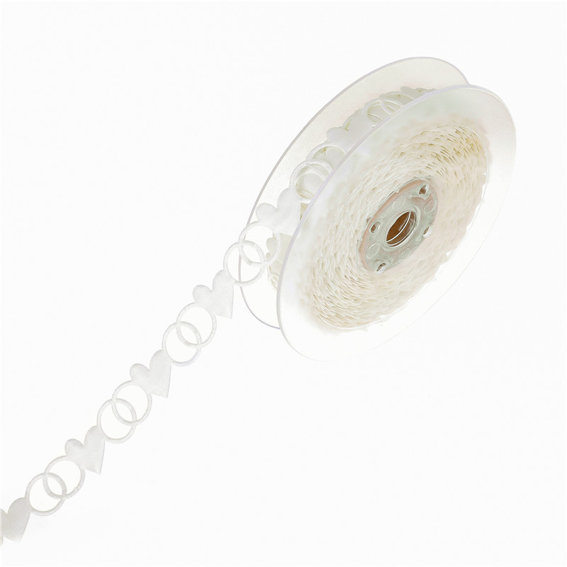 Amazon doble anillo amor cinta relieve boda escena decoración flores regalo poliéster cinta de raso