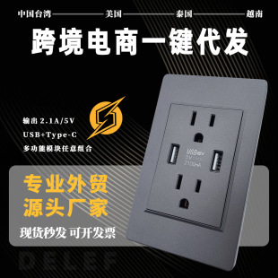 Us Standard 20W Fast Charging Us Standard Switch Panel with USB Wall Power Supply Household Gray Us Panel Environmentally Friendly