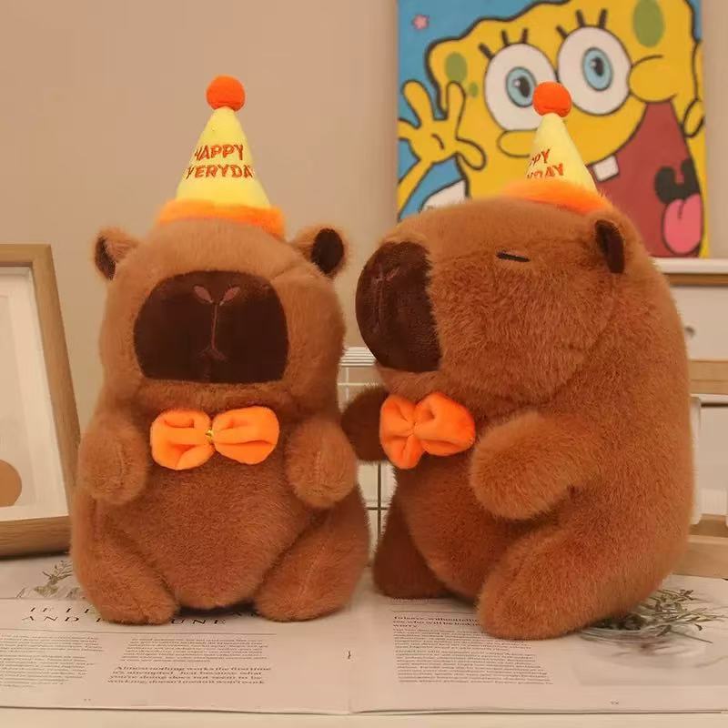 インターネット有名人カピバラぬいぐるみ人形かわいい誕生日帽子カピバラクロスボーダー人形イベントギフト布人形|undefined