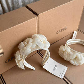 高定手工菲律宾麻纱发箍优雅法式复古花朵网纱发半帽礼帽婚纱摄影