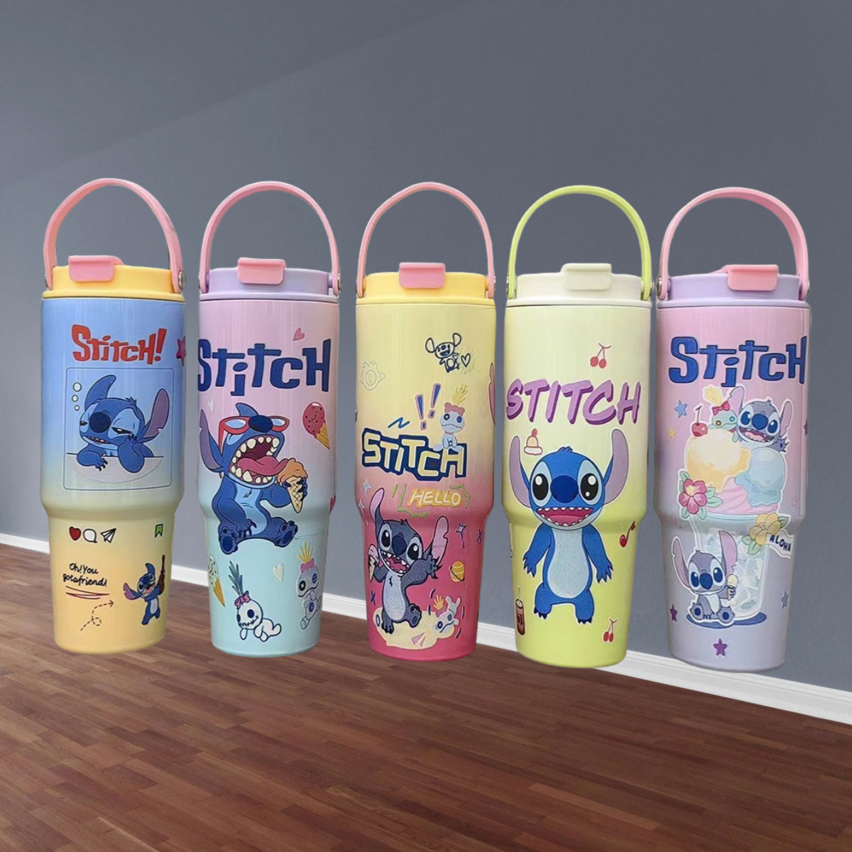 Transfronterizo nuevo estilo 304 taza de aislamiento de acero inoxidable dibujos animados anime Ice Ba taza al aire libre taza de automóvil portátil impresión 3D
