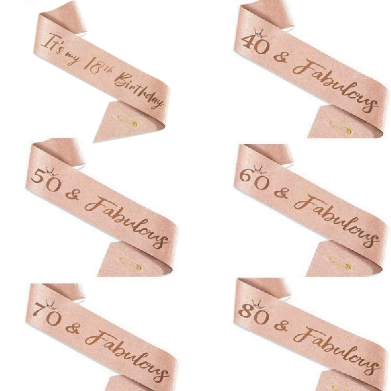 Плечевой ремень на день рождения 3, 4, 5, 6, 7, 8, 9, 10, 30, 40, 50, 60, 70, 80, 90, 100 лет, лента