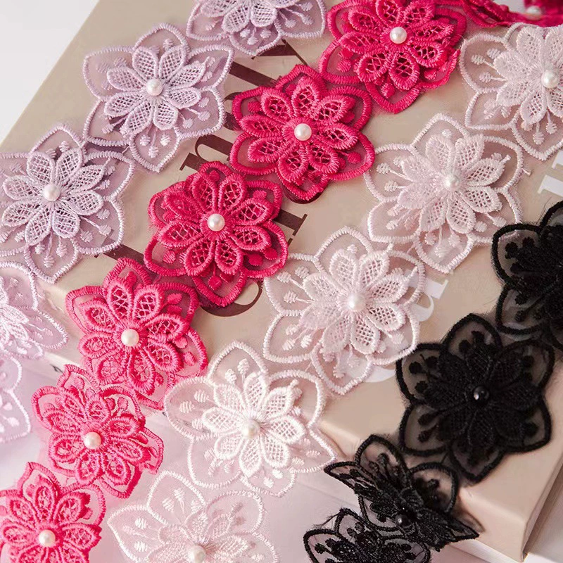 Ready supply 6cm double layer organza beaded lace lace diy wedding dress decoration cloth patch clothing accessories