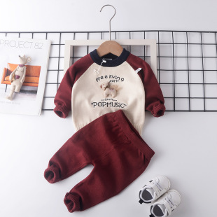 ��ͯ��ͨBaby two-piece set�＾ƴɫë�����b�L������+�Lѝ���l