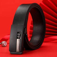 十二生肖無牙自動扣牛皮腰帶新款潮男士褲腰帶年輕人休閒皮帶真皮