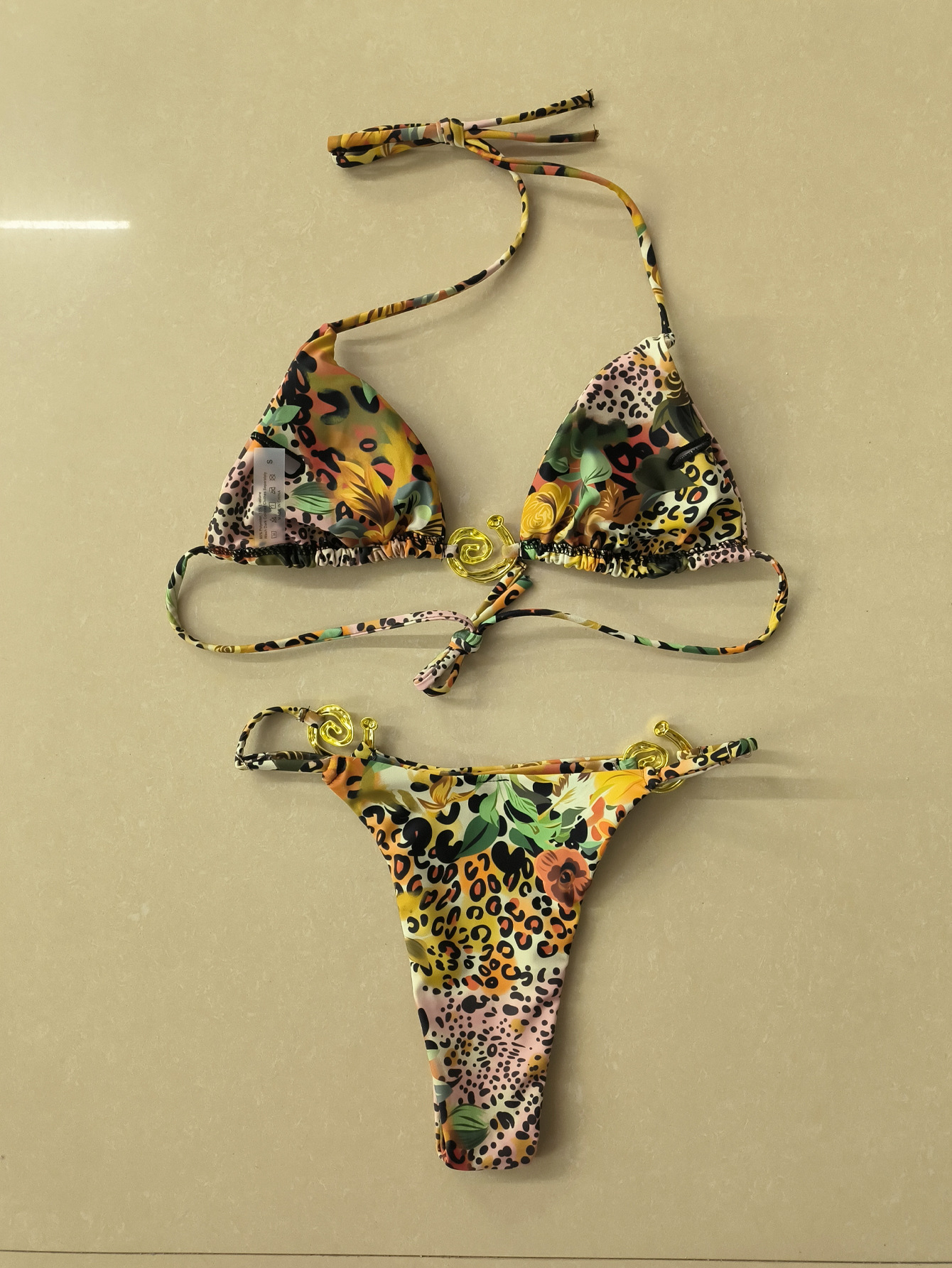 Snyggt tie-dye bikini-set för damer hög midja strandmode_voghion.com