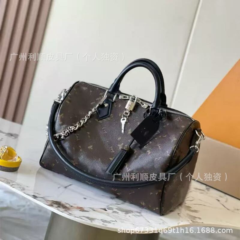 Foreign Trade Guangzhou High Quality Speedysofo30Dack Boston Satchel Pillow Bag Genuine Leather Shoulder Crossbody Travel