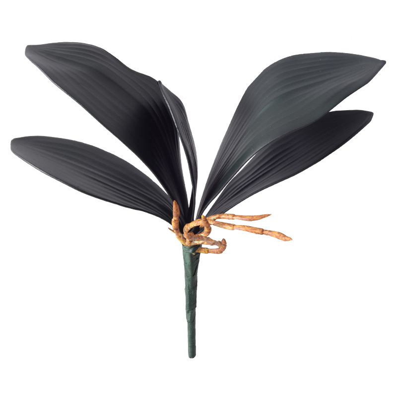 Simulación de hojas de orquídea de mariposa pu sensación de mano EVA goma suave de hoja de orquídea accesorios de arreglos de flores DIY imitación de plantas verdes al por mayor