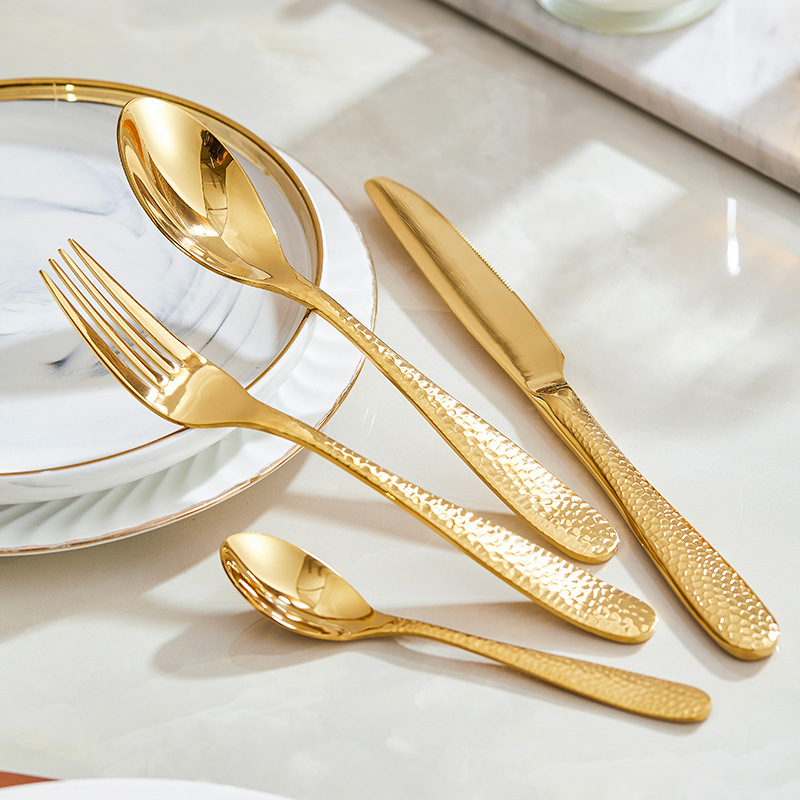 Cross-Border Amazon 304 Hammered Stainless Steel Tableware Water Cube Knife, Fork and Spoon Set Western Steak Knife Dessert Spoon Cross-Border Amazon 304 Hammered Stainless Steel Tableware Water Cube Knife, Fork and Spoon Set Western Steak Knife Dessert Spoon