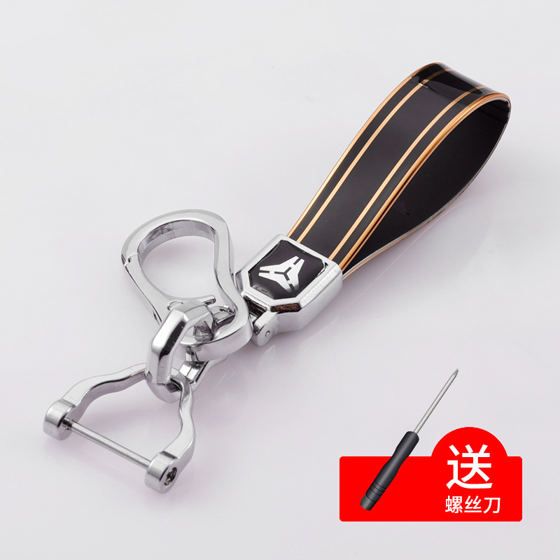 新しいtpuメッキの金の縁のキーホルダーの自動車のキーホルダーのペンダントの高品質の金属の馬蹄の掛け縄の卸売り