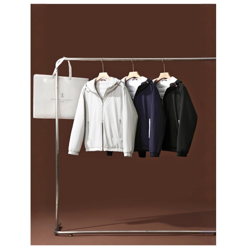 High-End Italian-Style Light Luxury Sheep Wool and Mulberry Silk Filled Elegant Old Money Style Autumn and Winter Men's Lightweight Warm Windproof Hooded Cotton Coat