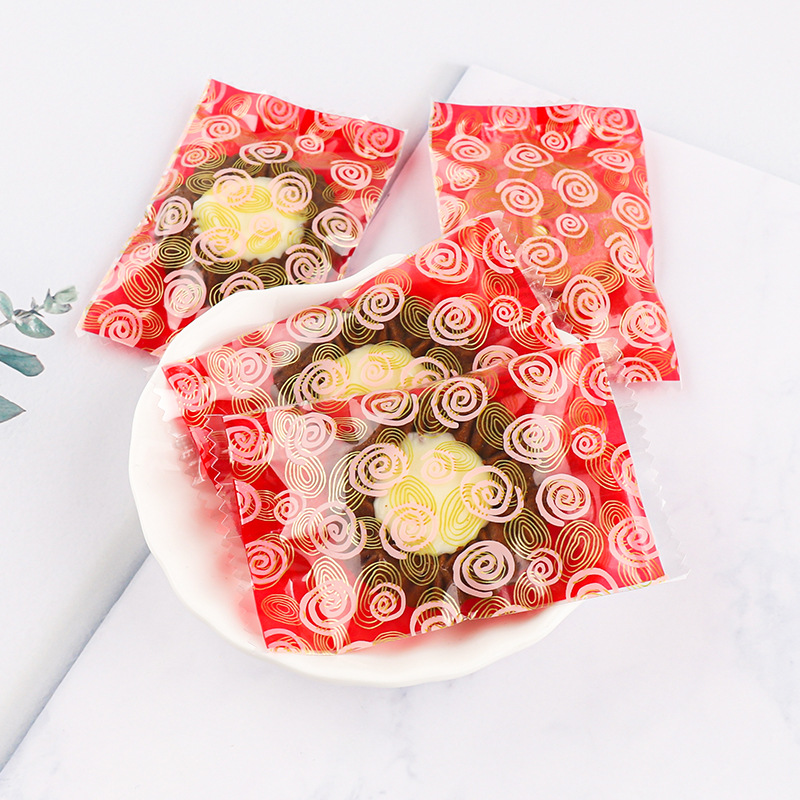 雪花酥糖果奶枣包装袋透明小螺纹机封袋烘焙点心包装小袋子