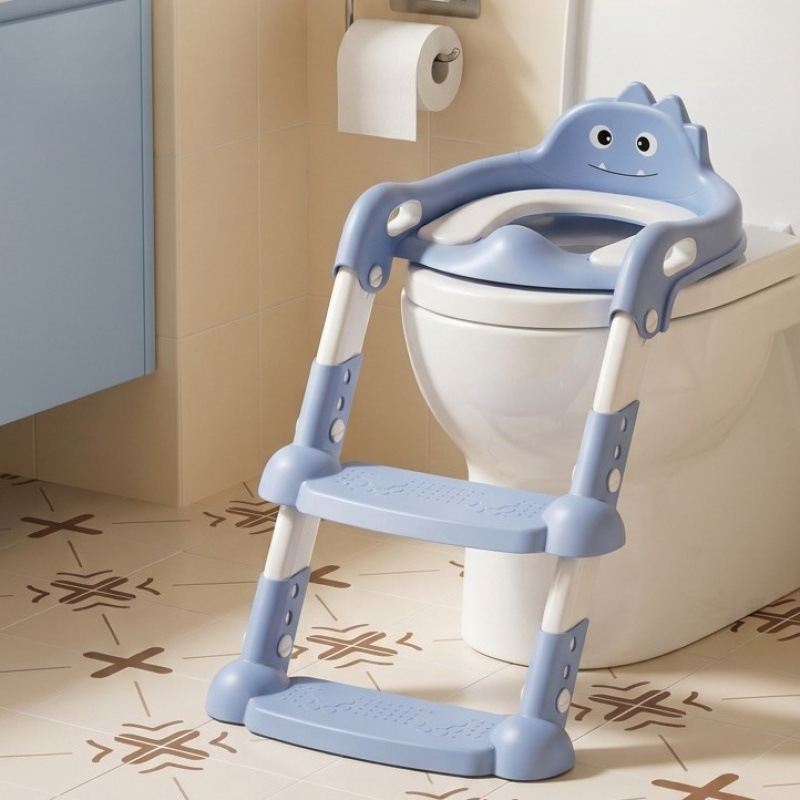 Children's Toilet with Stairs, Foldable Step Stool for Boys and Girls, Toilet Seat with Ladder for Kids