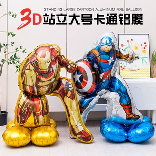 跨境新款3D立体组合钢铁侠美国队长漫威铝膜气球卡通玩具派对装饰