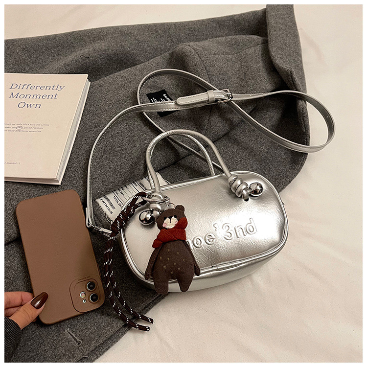 Retro soft leather solid color pillow bag for women, 2025 new trendy and fashionable single-shoulder crossbody bag, versatile hand-held bowling bag undefined