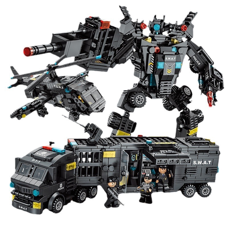 Bloques de construcción Lego compatibles transfronterizos ensamblados juguete volando águila especial policía portaaviones rompecabezas militar niños bloque de construcción educativo Coche