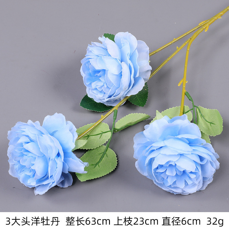 蓝色仿真花高级感逼真假花仿真玫瑰花婚庆婚礼装饰插花花束热销批|undefined