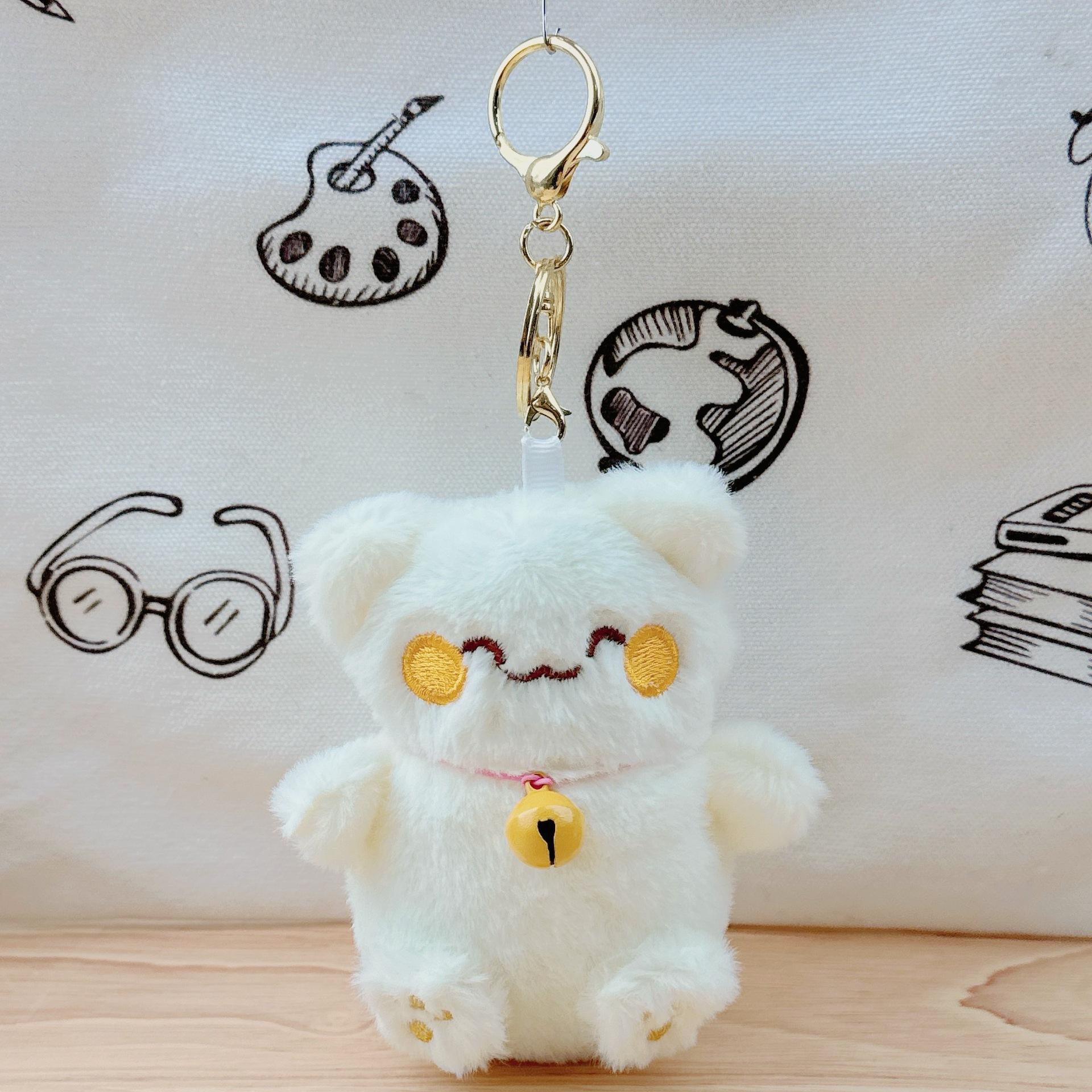 Caricatura campana gatos peluche muñeca llavero colgante lindo lindo lindo gatos bolsos colgantes muñeca máquina
