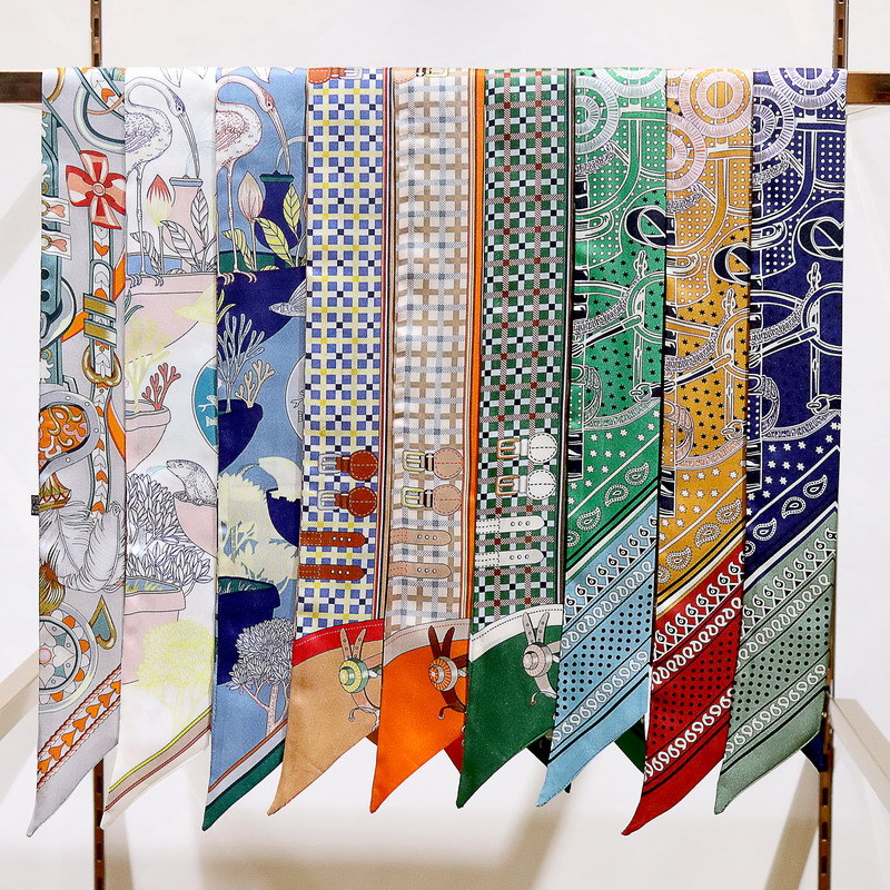 New Bag Handle Ribbon Bag Scarf Bow Hair Band Headband Multifunctional Silk Twill Small Scarf for Women