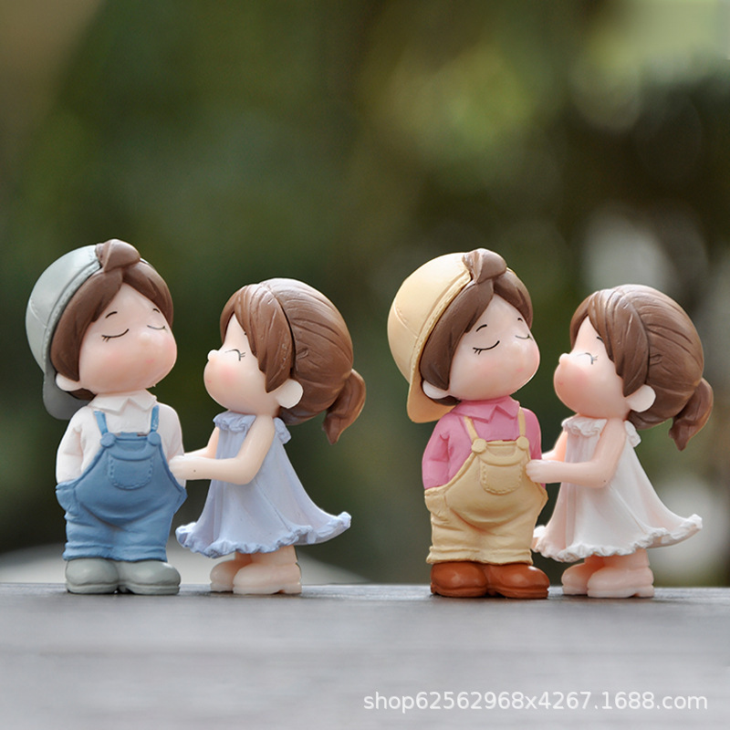 Cartoon Couple Doll Boy Girl Hand Model Micro Landscape Potted Plant DIY Accessories Decorative Crafts Ornaments