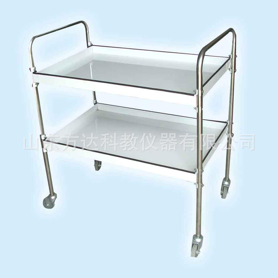 小学初高中仪器车双层不锈钢手推车教学用实验室仪器车便携仪器车