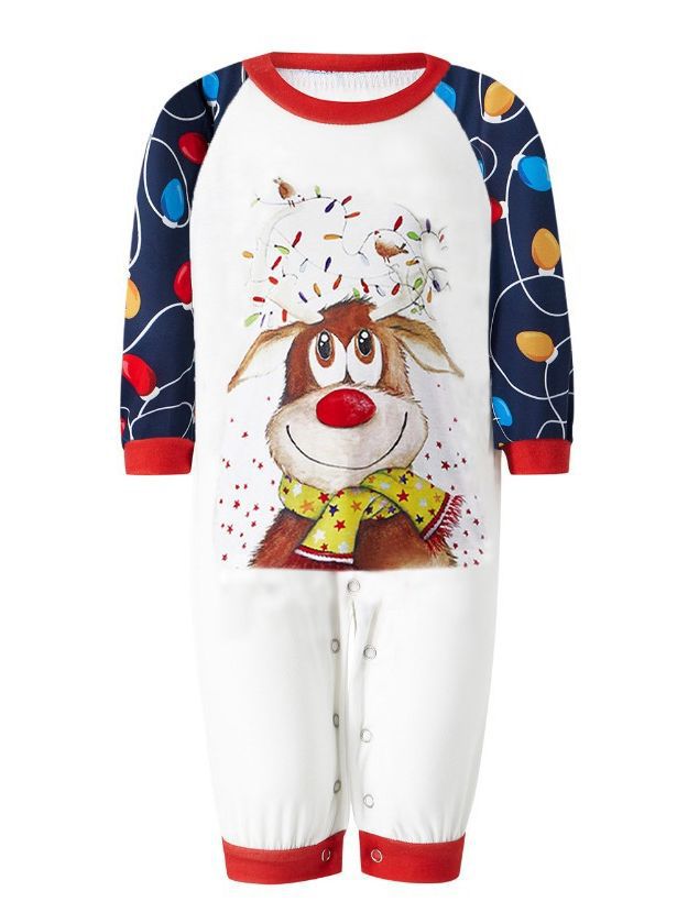 Conjuntos Familiares a Juego para Otoño 2025, para Familias de Tres o Cuatro Personas, Madre e Hija, Diseño de Ciervo Feliz, Pijamas Navideños